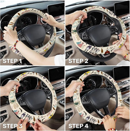 GENANY Historical Musical Steering Wheel Cover, Non Slip Polyester Car Wheel Protector for Car SUV Truck, Universal 15 Inch