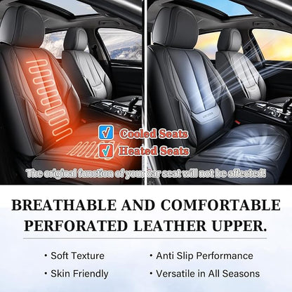 Coverado Seat Covers Full Set, Black Seat Covers for Cars 5 Seats, Car Seat Protector, Waterproof Nappa Leather Car Seat Cushion, Front and Rear Car Seat Cover Fit for Most Sedans SUV Pick-up Truck