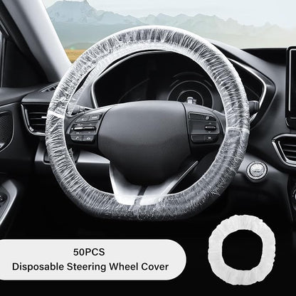 50PCS Disposable Steering Wheel Covers,Disposable Steering Wheel Protector with Elastic for Avoiding Scuffs & Scratches,Universal Car Steering Wheel Cover Car Accessories (50PCS)