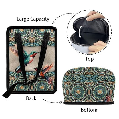 Talayituse Boho Mandala Hummingbird Print Car Trash Can, Portable Auto Garbage Bin Multifunctional Vehicle Interior Accessories with Adjustable Straps Universal Fit Truck SUV Sedan