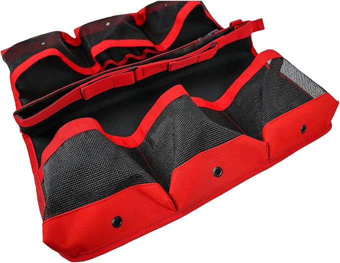 KUNN Car Wash Bucket Tool Organizer for 5 Gallon Bucket with Towel Holder Ring,Soap Pockets Cleaning Bucket Organizer Water-Resistant Mesh Pockets for Clean Supplier,Car Wash Supplier Red