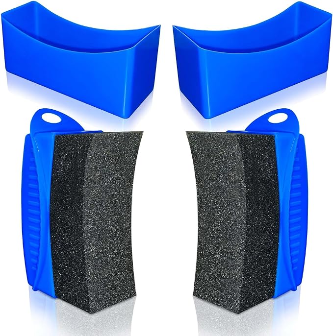 2 Pack Tire Shine Applicator Pads, Curved Tire Sponge Applicator, Reusable Tire Gel Applicator Forms with Lid, Tire Dressing Applicator for Car Detailing Cleaning