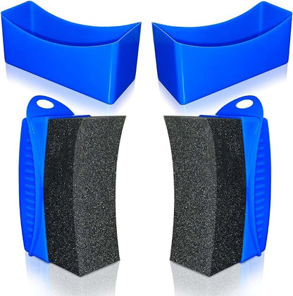 2 Pack Tire Shine Applicator Pads, Curved Tire Sponge Applicator, Reusable Tire Gel Applicator Forms with Lid, Tire Dressing Applicator for Car Detailing Cleaning