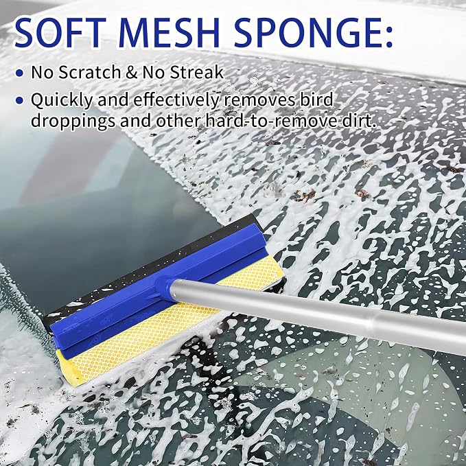Lsyomne 62'' Car Wash Brush Mop Kit with Long Handle Microfiber Car Washing Tool kit Detailing Brush Car Wheel Tire Cleaning Brush Windshield Squeegee Car Duster Towel for Cars Truck, SUV, RV
