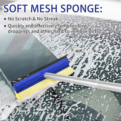 Lsyomne 62'' Car Wash Brush Mop Kit with Long Handle Microfiber Car Washing Tool kit Detailing Brush Car Wheel Tire Cleaning Brush Windshield Squeegee Car Duster Towel for Cars Truck, SUV, RV