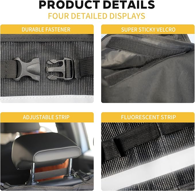 SugarFox Backseat Hanging Trunk Organizer for SUVs, Cars, Trucks & MPVs | Multi-Pocket Storage with Anti-Slip Straps | Space-Saving Auto Accessory | Gift for Drivers | Black, 37.8" x 18.1" - K230