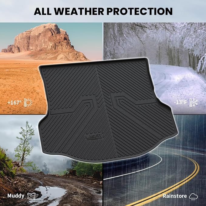 LASFIT Cargo Trunk Mat for Toyota RAV4 2013-2018 (Include Hybrid) All Weather TPE Custom Fit Waterproof RAV 4 Cargo Liner Accessories, Lifespan 5 Years+, Black