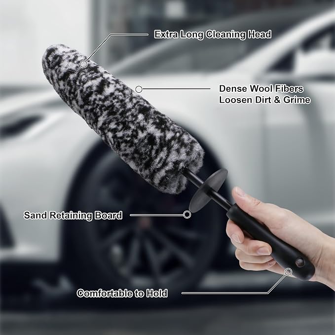 Large Tire Shine Applicator & Bendable Wheel Brush Set for Detailing Cleaning and Tire Shine,Automotive Tire Dressing Applicator Brush with Storage Stand for Tire Detailing & Car Wash Kit,Black-4pcs