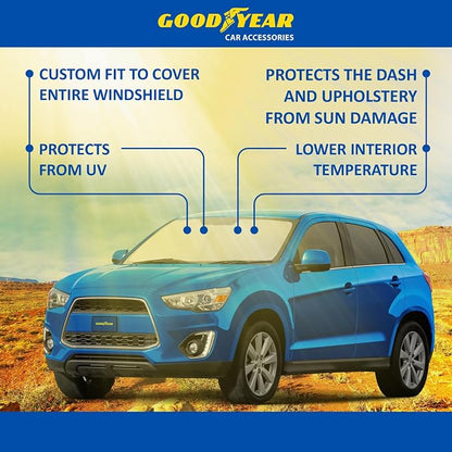 Goodyear Foldable Windshield Sunshade for Mitsubishi Outlander Sport 2011-2026, Car Accessories, Sunshade Cover, Sun Shade Car Windshield, Window Sun Blocker - GY008263