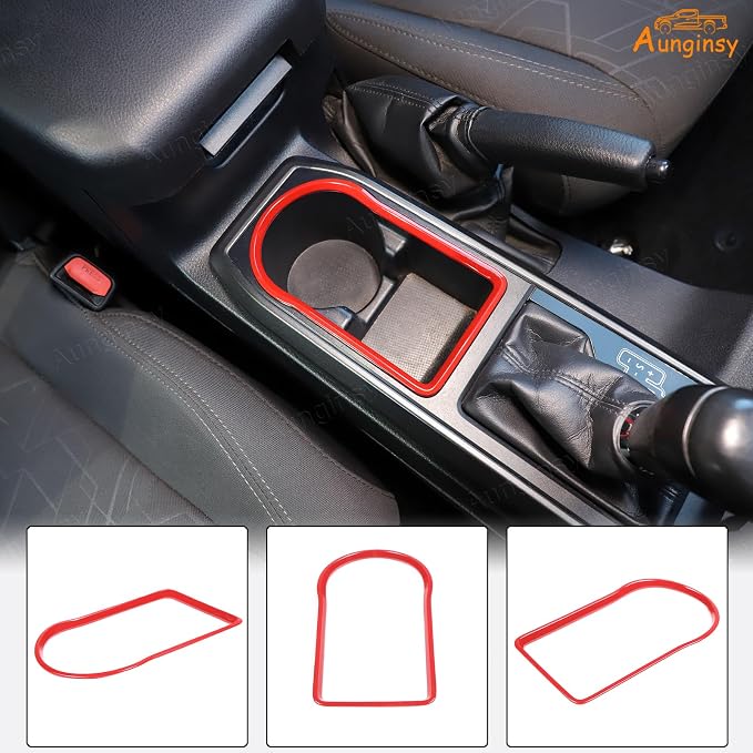 Aunginsy Car Gear Shift Panel Cup Holder Trim Ring Compatible with Toyota Tacoma 2016-2023 Truck Center Console Gear Shifter Cup Holder Panel Decorative Frame Protection Cover ABS Interior Accessories