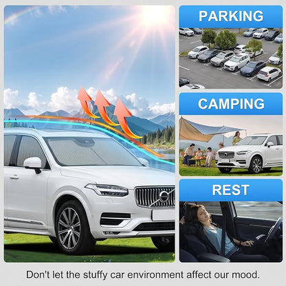 Custom Fit Windshield Sun Shade for Volvo XC90 XC-90 2016-2026 | Custom Fit Windshield Cover, Blocks UV Rays, Double-Layer Heat Shield, Durable Frame, Easy Fold & Storage