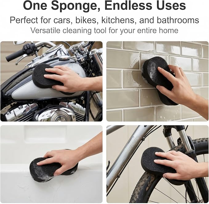 5 PCS Car Wash Sponge for Cleaning, High Density Waxing Wiping Car Sponge, Vehicle Compressed Foam Scrubber Kit, Universal Auto Easy Grip Sponges for Motorcycles Bikes Trucks SUVs (Black)