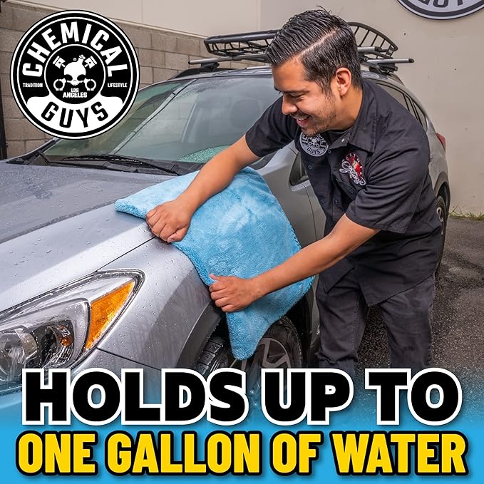 Chemical Guys Woolly Mammoth Large Microfiber Drying Towel - 36 x 25 Inch Blue, Ultra Plush Super Absorbent Car Drying Towel for Cars, Trucks, SUVs, Motorcycles, RVs, and Auto Detailing
