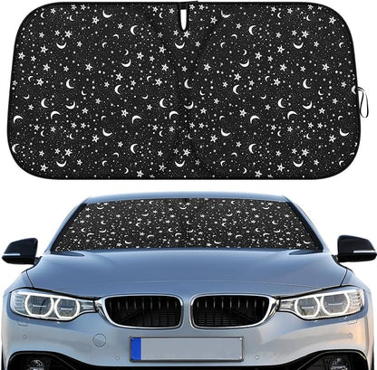 Woanger Windshield Sun Shade Foldable Car Front Window Covers for Car Accessories Sun Heat UV Rays Visor Protector Protection for Universal Cars SUV Truck (Starry Night)