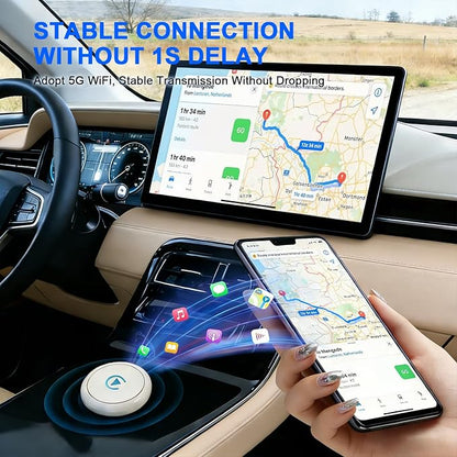 Wireless CarPlay Adapter for Apple iPhone iOS 10+Android Carlife: Plug and Play, Stable Connection Without delay-Wired to Wireless