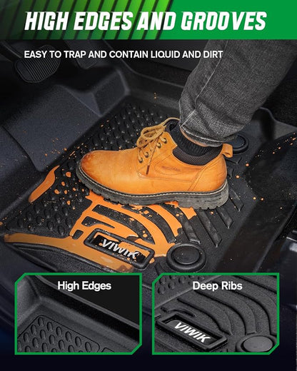 VIWIK Floor Mats for Kia Sportage 2024 2023 Hybrid, All-Weather Automotive Car Mats, TPE Rubber Liners Set Sportage Accessories, Odorless Anti-Slip, Front & 2nd Row, 3-pc Black