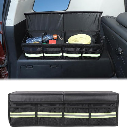Aunginsy Car Trunk Organizer Compatible with Toyota FJ Cruiser 2007-2021+, Rear Left Side Trunk Storage Box Backseat Hanging Storage Bag Multi-Compartment Oxford Cloth With Lid Cover Accessories