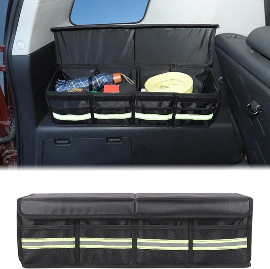 Aunginsy Car Trunk Organizer Compatible with Toyota FJ Cruiser 2007-2021+, Rear Left Side Trunk Storage Box Backseat Hanging Storage Bag Multi-Compartment Oxford Cloth With Lid Cover Accessories