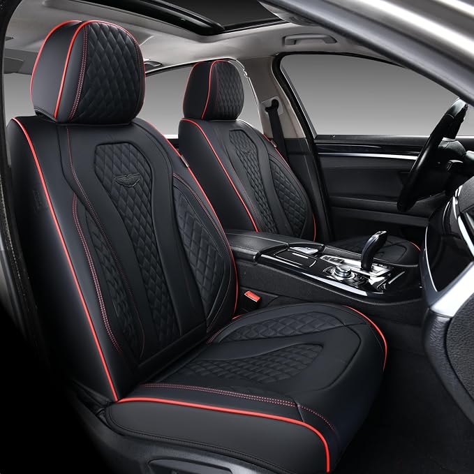 Coverado Seat Covers, Car Seat Covers Front Seats, Black Car Seat Cover, Waterproof Automotive Seat Covers, Seat Cushion, Front Car Seat Covers Leatherette Car Seat Protector Universal Fit Most Cars