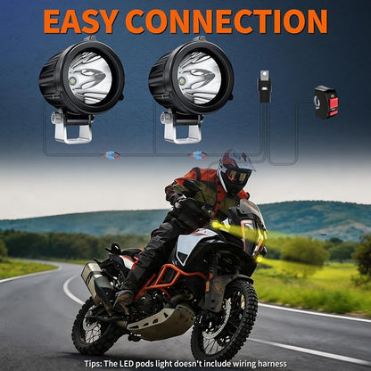 4WDKING 2" LED Round Light 20W Spot Driving Light Waterproof Off-Road Work Lamp for Motorcycle, ATV, UTV, Dirt Bike, 4x4 Pickup Truck, Boat, Trailer - Pack of 2