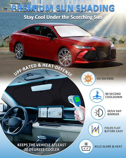 Windshield Sun Shade for 2013-2018 Toyota Avalon, Custom-Fit Avalon Sun Visor Protector, 99% UV Block Heat Sun Shield, Silver Reflective Front Window Sunshade