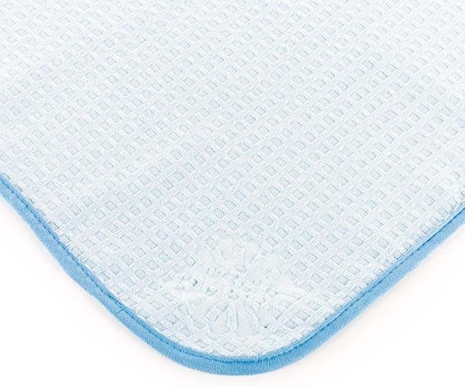 The Rag Company Dry Me A River, Professional Korean 70/30 Blend Microfiber Waffle-Weave Drying & Detailing Towels, Soft Suede Edges, 390 GSM, 16x24 Inches, Light Blue, 3-Pack