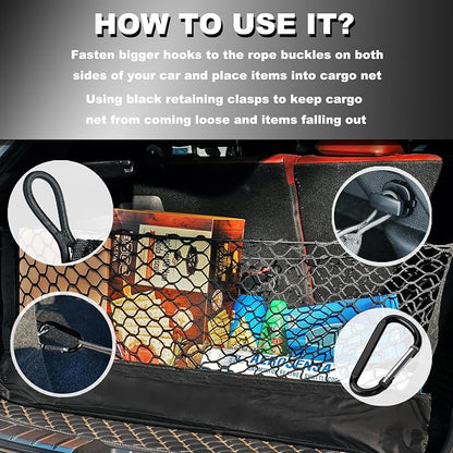 Envelope Style Cargo Net Compatible with GMC Acadia, Buick Enclave, Chevy Traverse 2026 2025 2024 2023 2022 2021 2020 2019 2018 2017 2016 2015 2014 2013-2010 Trunk Car Rear Tailgate Touring Netting
