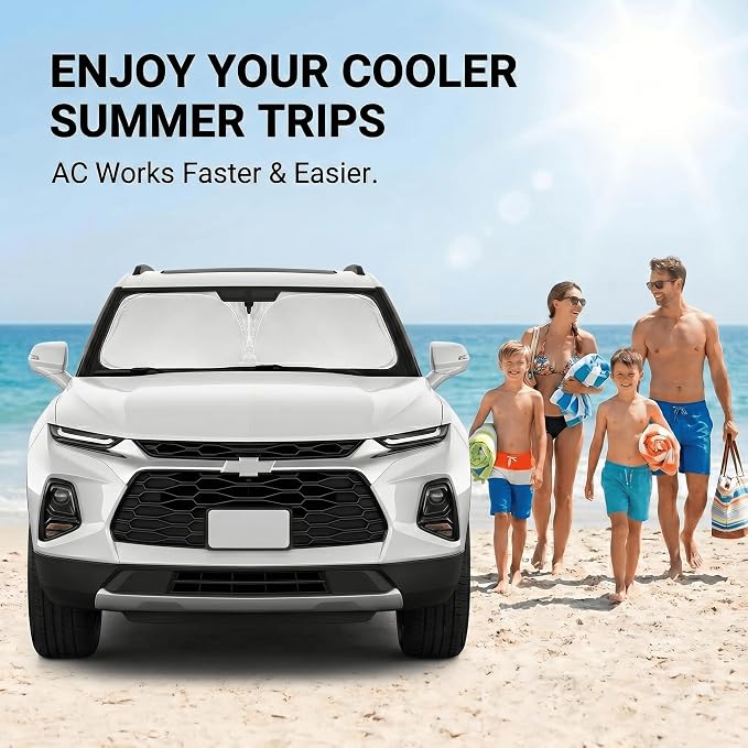 Windshield Sun Shade for Chevy Chevrolet Blazer 2024 2025 2026 Sunshade Front Window Shade Custom Fit Blazer Accessories Sun Visor Foldable Shade Blocks UV Rays Accessories