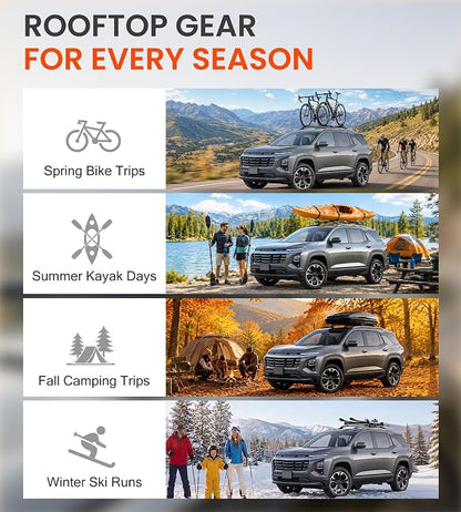 330 LBS Lockable Roof Rack Cross Bars Fit for 2025-2026 Chevrolet Equinox with Raised Side Rails (NOT for EV), Aluminum Crossbars for Rooftop Cargo Carrier Kayak Bike, Sunroof Friendly