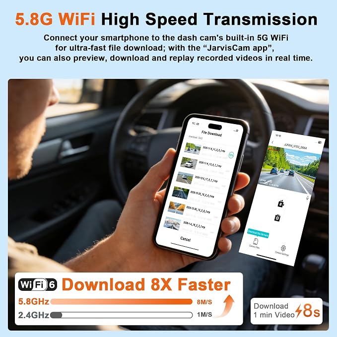 4K Dash Cam Front and Rear,with “Apple Find My” Function, 5.8GHz WiFi Dash Camera for Cars,WDR Night Vision Technology, 170° Wide-Angle Shooting and 24-Hour Parking Monitoring Mode.(V703)