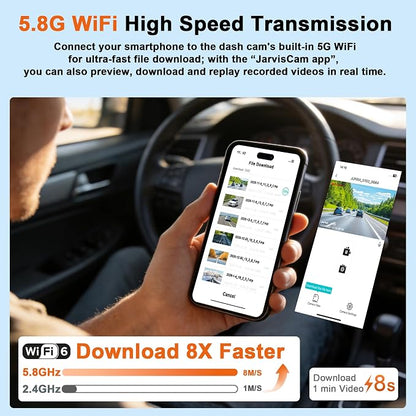 4K Dash Cam Front and Rear,with “Apple Find My” Function, 5.8GHz WiFi Dash Camera for Cars,WDR Night Vision Technology, 170° Wide-Angle Shooting and 24-Hour Parking Monitoring Mode.(V703)