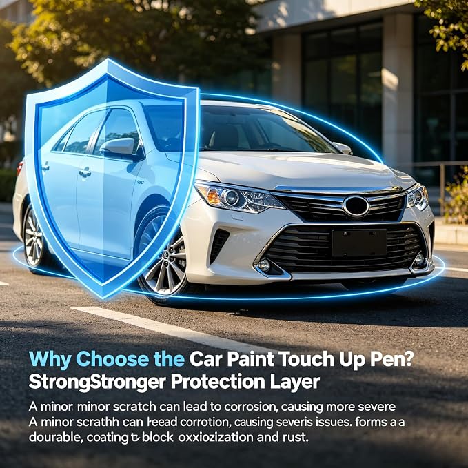 Ice Cap(040) Car Touch Up Paint Compatible with Toyota 2-in-1 Car Scratch Repair Pen with Fine Tip&Brush, DIY Color-Code Matched Auto Paint for Small Rock Chips Door Scratches Paint Nicks Bumper Marks