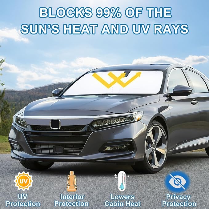 Premium Car Windshield Sun Shade for 2018-2022 Honda Accord Front Window Sun Visor Reflector 310T Thickened Blocks UV Rays Foldable Sunshade Car Interior Protection Accessories