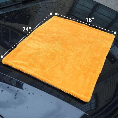 LIVOS 1000GSM Car Drying Towel, 18" x 24" Dual Sided Microfiber Towels for Cars, Ultra Absorbent Lint & Scratch-Free, Edgeless Twisted-Loop, Premium Wash Towel, Yellow&Grey