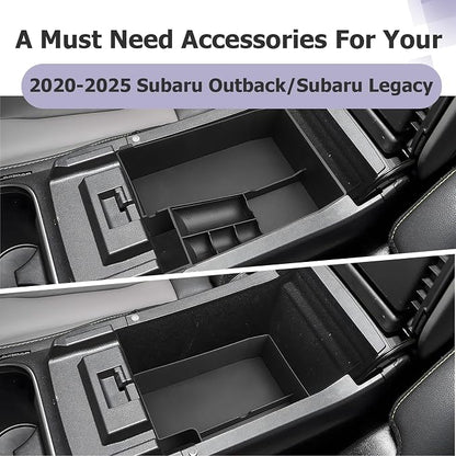 LUWU Outback 2020-2025/Legacy 2020-2025 Accessories Compatible with Subaru Outback/Legacy Center Console Organizer Armrest Console Storage Box Insert Tray ABS Material Black Coin Container 2-Pack