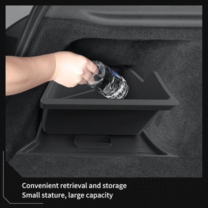 LUCKEASY 2PCS Trunk Corner Up Storage Box for Tesla Model Y Juniper Standard/Premium/Performance 2025 2026 Need Lid Under Box Trunk Storage Bins for Model Y Juniper Accessories TPE Black