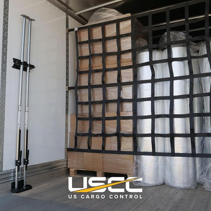 US Cargo Control E Track Cargo Nets for Trailers 82" x 82" (3-Pack), Adjustable Heavy Duty Cargo Net with Ratchets for E-Track and X-Track Systems, 8" x 8" Holes, Use in Enclosed Trailers, Box Trucks