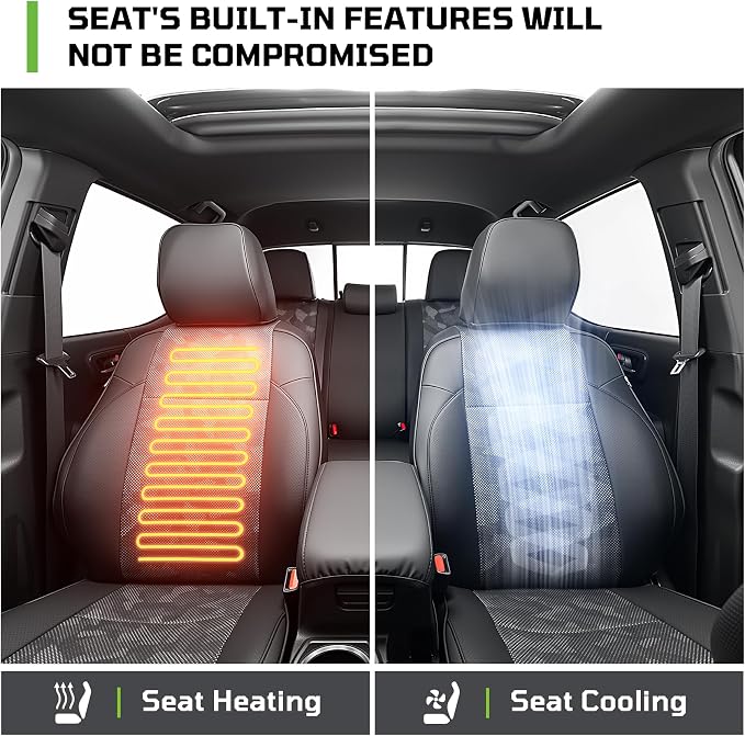 Car Seat Covers Fit for Toyota Tacoma 2016-2023,Full Coverage Faux Leather Car Seat Covers Full Set,Custom Waterproof Breathable Car Seat Protector Front Seat and Back Seat Covers for Cars(Black)