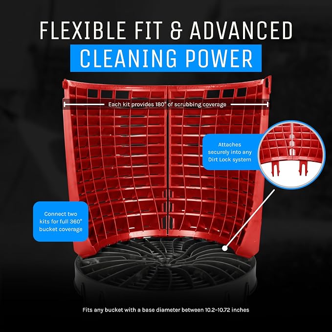 DETAIL GUARDZ Dirt Lock Scrub Wall 180/360 – Washboard Attachment Dirt Lock - Bucket Filter – Vertical Cleaning Tool for Brushes, Mitts (Red)