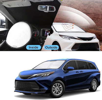 TINGLU Sun Shade for Toyota Sienna Mini Van 2021-2024 2025 2026 Accessories Windshield Sun Shade Window Shade UV Rays Protection Sun Visor Cover with Steering Wheel Sunshade Storage Bag