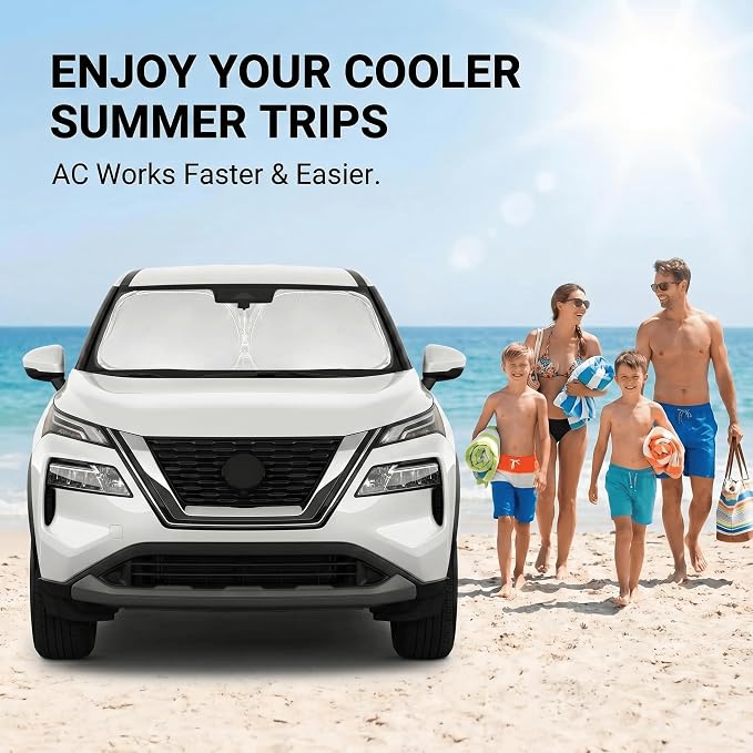 Windshield Sun Shade for Nissan Rogue 2021-2025 2026 Sunshade Front Window Shade Custom Fit Rogue Accessories Sun Visor Foldable Shade Blocks UV Rays Accessories