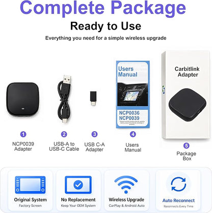 NCP0039 HansPilot CarKit CarBitLink x Baic Jetour Geely Chery Jac Gac Dongfeng Forthing Aeolus Kaiyi Hongqi Changan, Wired Carbitlink Phonelink Easy Connect to Wireless CarPlay Android Auto Adapter