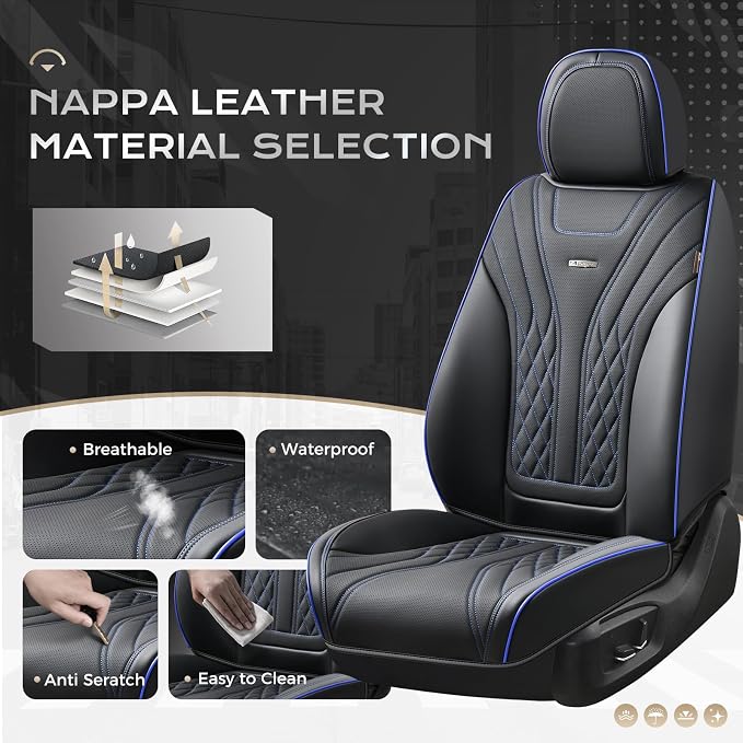 Coverado Car Seat Covers, Car Seat Covers Front Seats, 2-Pack Front Seat Cover, Nappa Leather Waterproof Seat Covers, Car Seat Protectors, Automotive Seat Covers Universal Fit for Most Vehicles