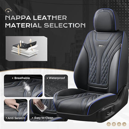 Coverado Car Seat Covers, Car Seat Covers Front Seats, 2-Pack Front Seat Cover, Nappa Leather Waterproof Seat Covers, Car Seat Protectors, Automotive Seat Covers Universal Fit for Most Vehicles
