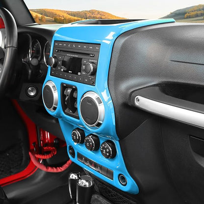 RT-TCZ for Jeep JK Light Blue Dash Accents Radio A/C Controls Cover Trim for Jeep Wrangler JK JKU 2011-2017 ABS Interior Accessories 2pcs