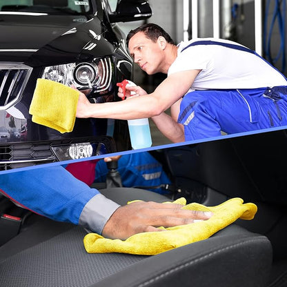 12 Pack Microfiber Applicator Pad Microfiber Sponge for Car Include Round Wax Microfiber Applicator Rectangle Car Drying Towel Exterior Auto Detailing Kit for Cleaning (Yellow)