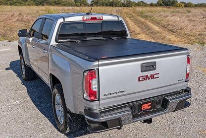 Rough Country Hard Tri-Fold Truck Bed Tonneau Cover for Chevy Colorado & GMC Canyon (2015-2026) - Aluminum Flip-Up Folding Bed Cover, Fits 5' (60") Bed