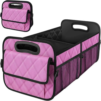 Deosk Car Trunk Organizer for SUV, Car Organizers and Storage with Reinforced Handles, Car Accessories for Women/Men 70L Waterproof Polyester Trunk Organizer(Large, Pink)