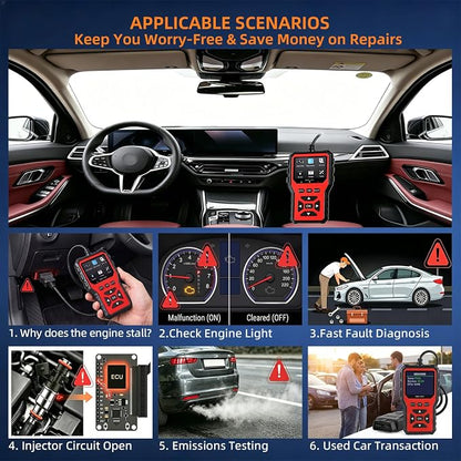 2026 Upgraded OBD2 Scanner Diagnostic Tool, Car Code Reader & Car Diagnostic Scanner, Check Engine Code Reader with Live Data, I/M, Mode 6/8, Battery Voltage, Read & Clear Error Codes (Blue)