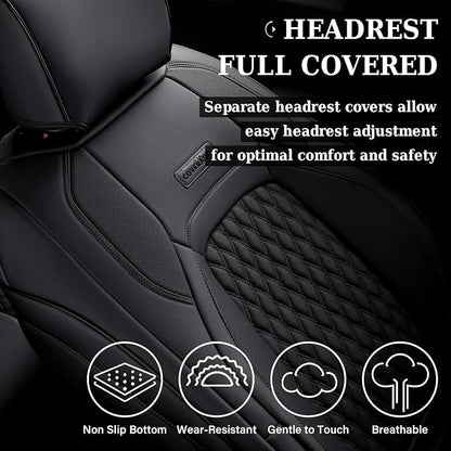 Coverado Seat Covers Dodge RAM 1500, Waterproof Leatherette Seat Covers for Car Compatible with 2009-2018 Dodge Ram 1500, 2010-2024 Ram 2500 3500 Dodge RAM Trucks, Curved Front/Black